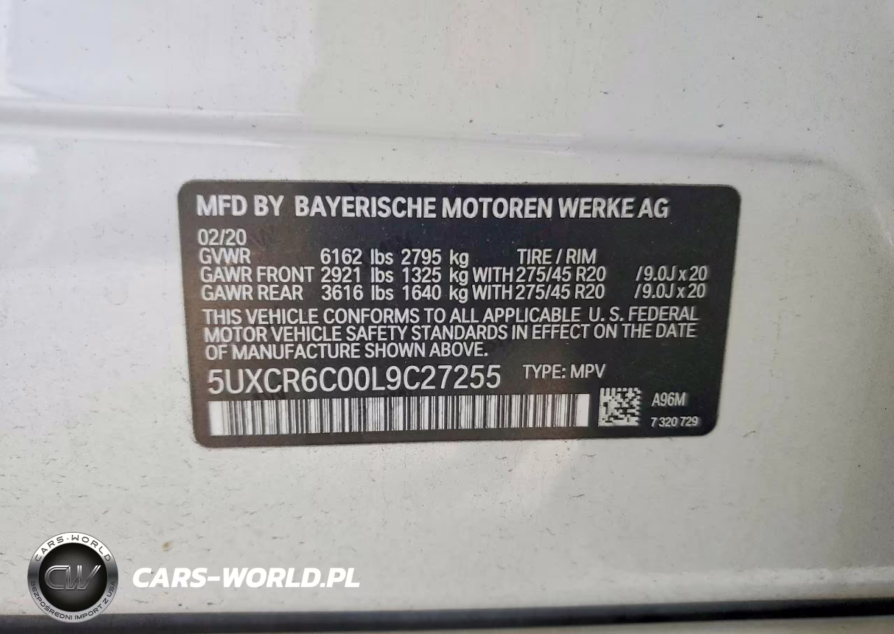 2020 BMW X5 xDrive40I VIN:5UXCR6C00L9C27255 - 12