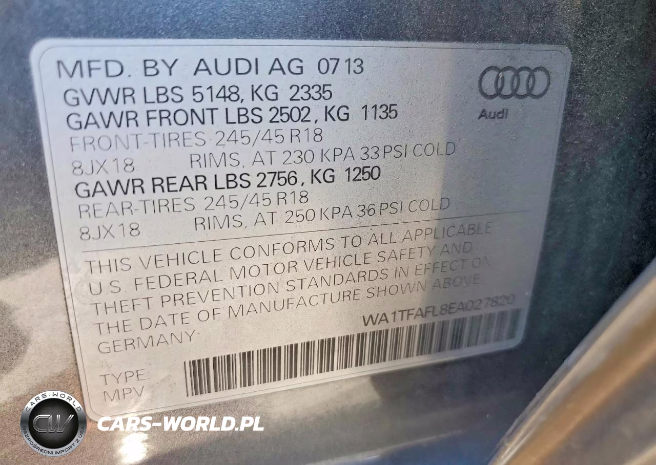 2014 Audi A4 Allroad Premium VIN:WA1TFAFL8EA027820 - 12