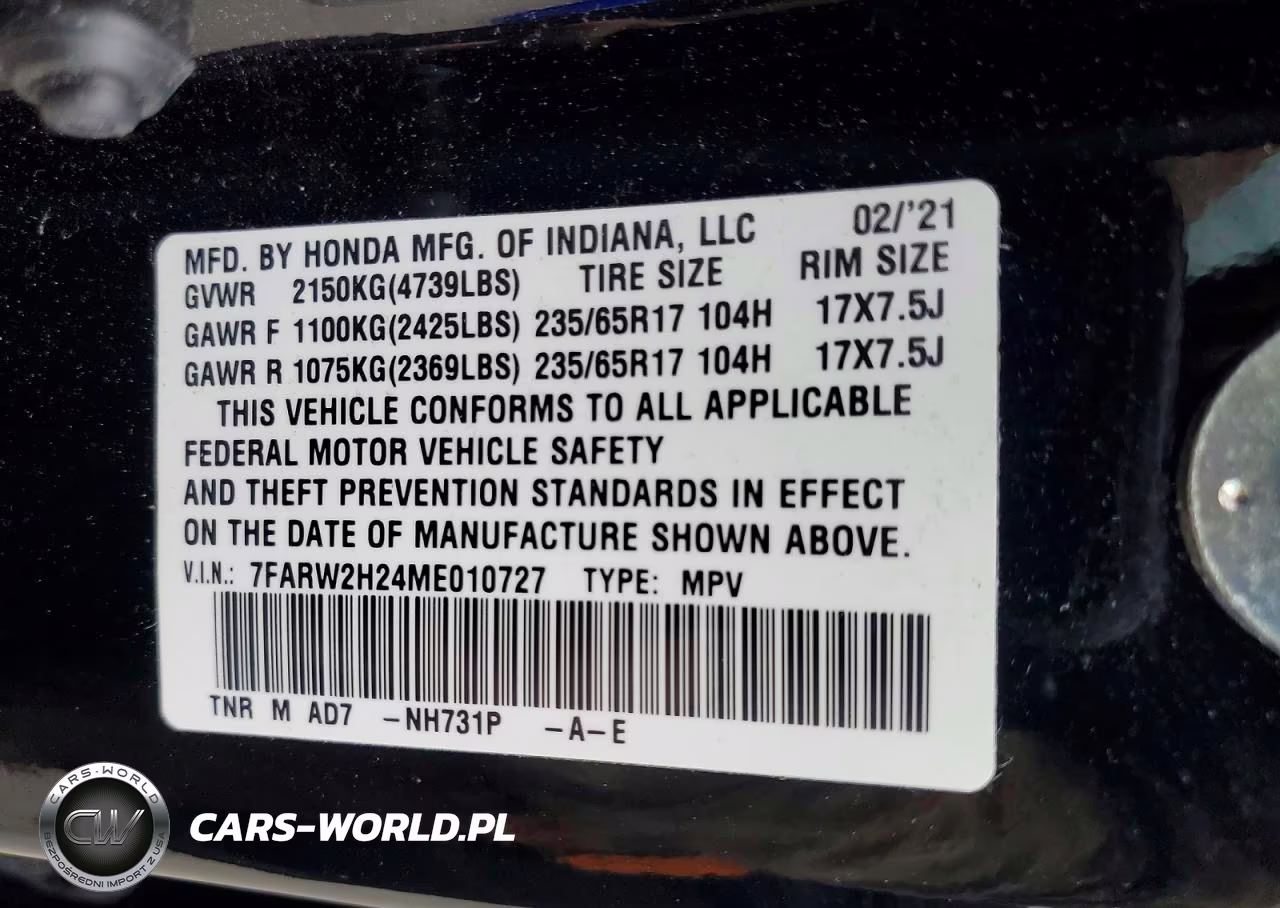 2021 Honda Cr-V Lx VIN:7FARW2H24ME010727 - 13