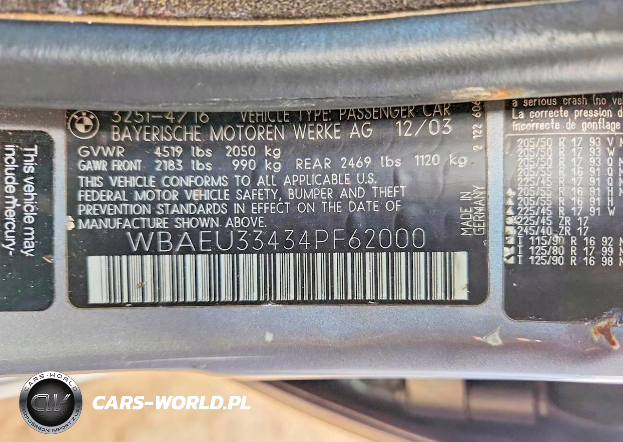 2004 BMW 325 Xi VIN:WBAEU33434PF62000 - 13