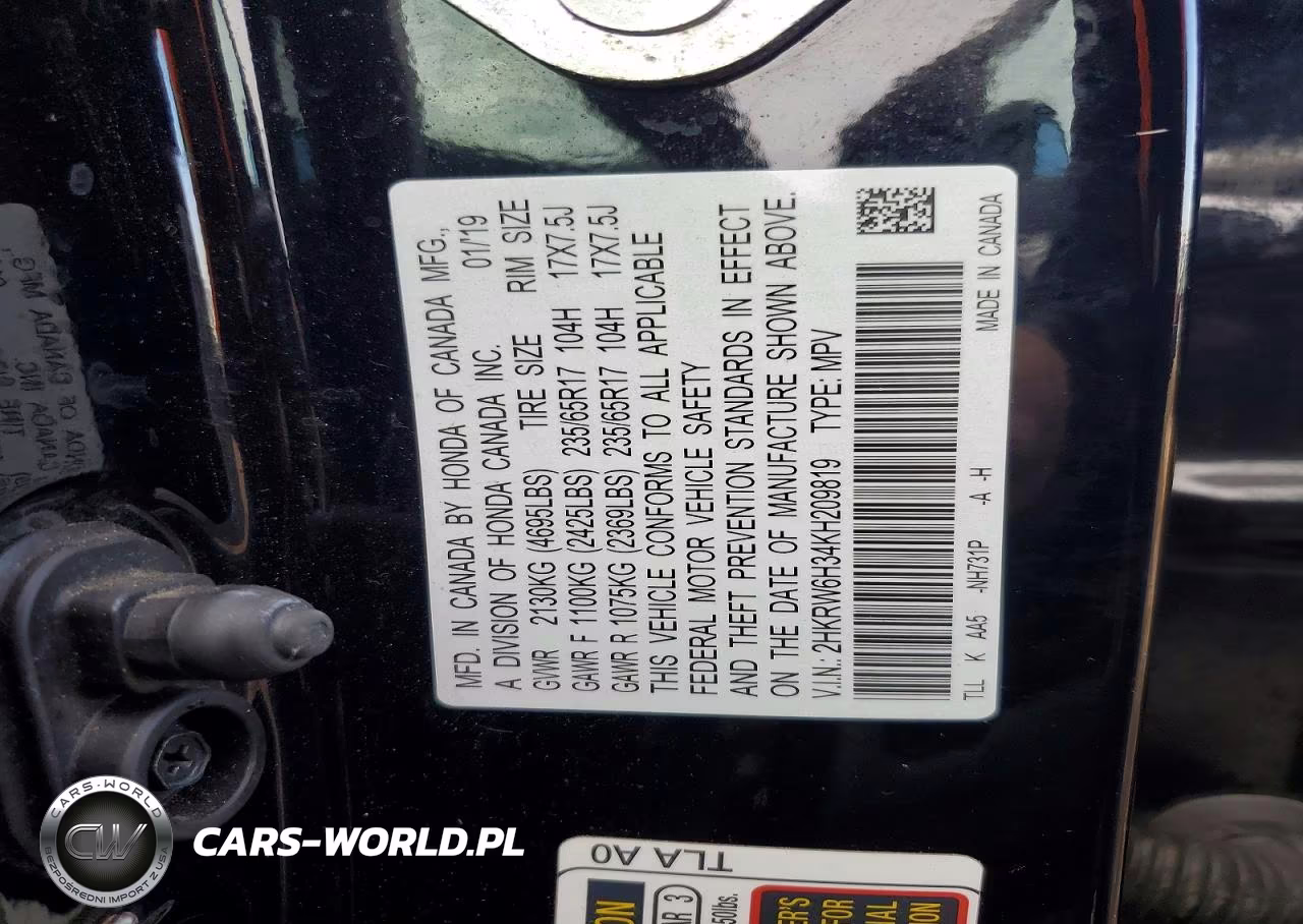 2019 Honda Cr-V Lx VIN:2HKRW6H34KH209819 - 13