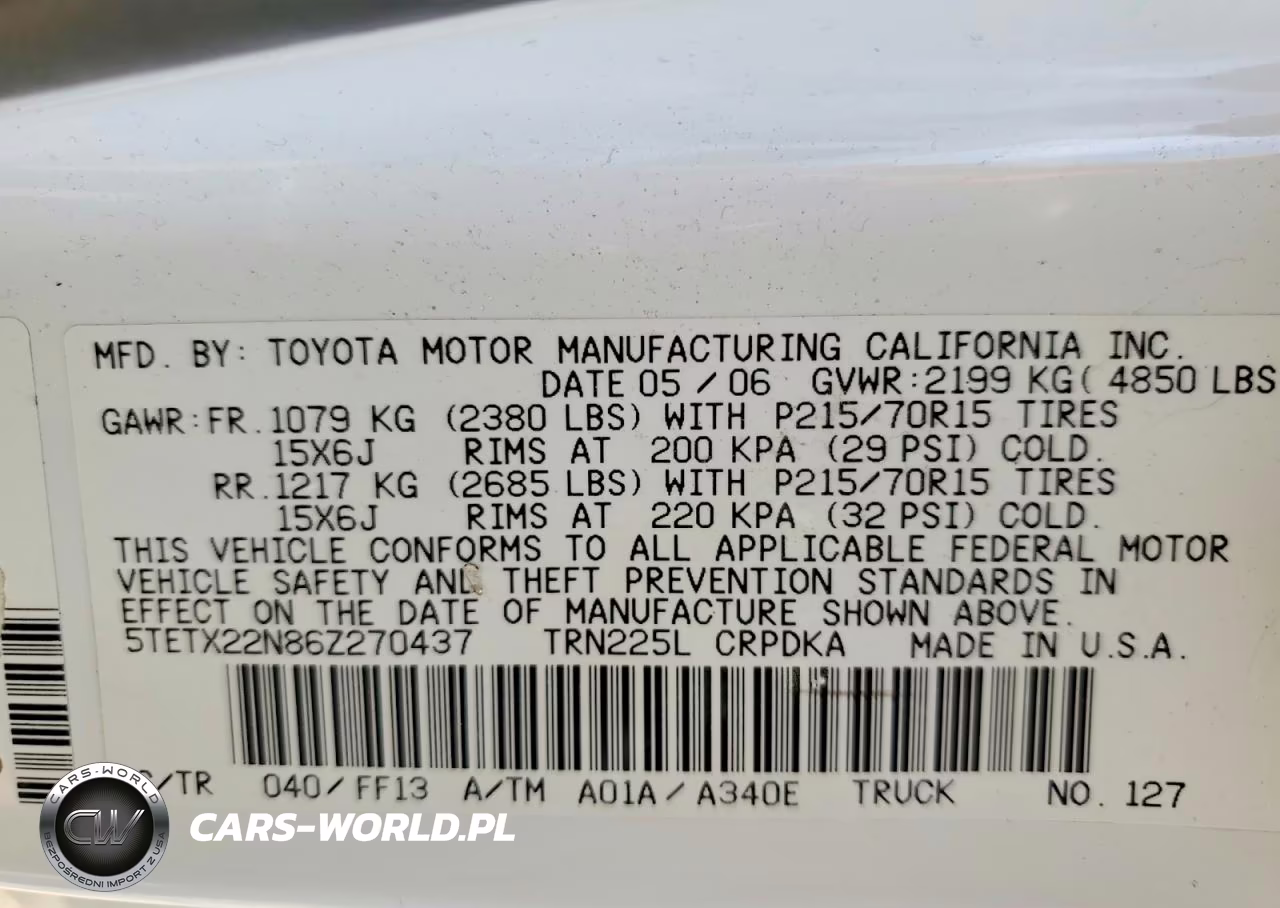 2006 Toyota Tacoma Base VIN:5TETX22N86Z270437 - 12