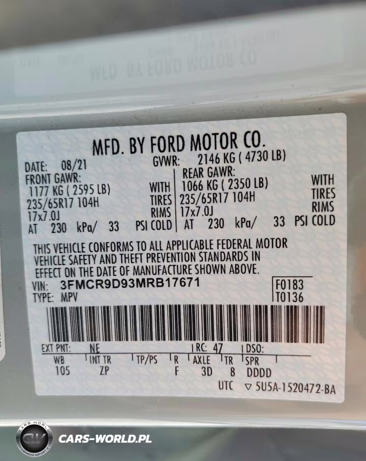 2021 Ford Bronco Sport Badlands VIN:3FMCR9D93MRB17671 - 14