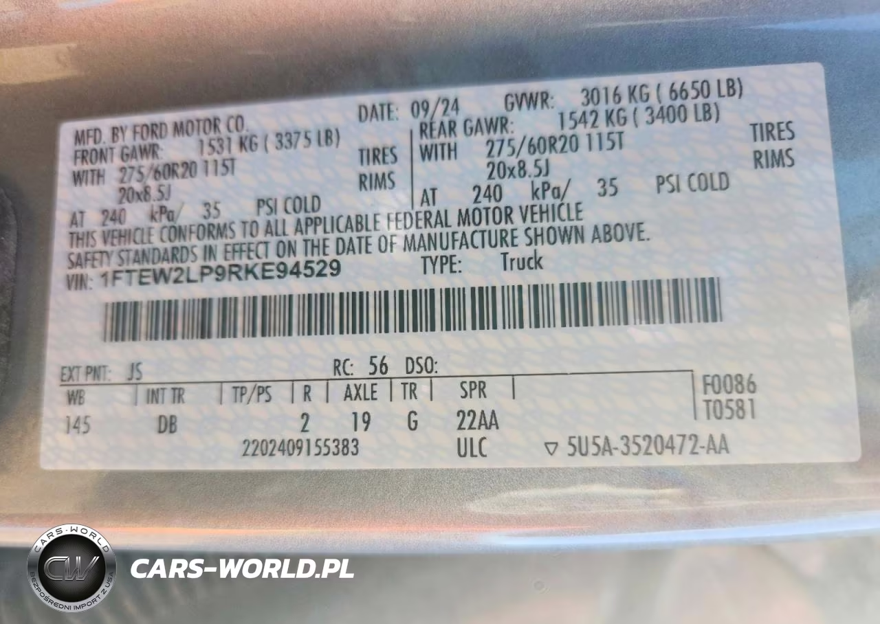 2024 Ford F150 Stx VIN:1FTEW2LP9RKE94529 - 12