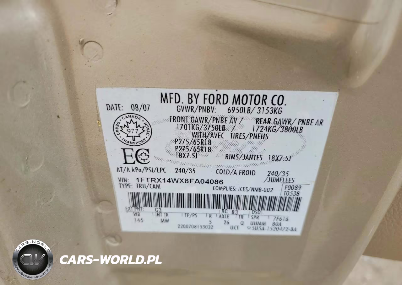 2008 Ford F150 VIN:1FTRX14WX8FA04086 - 12