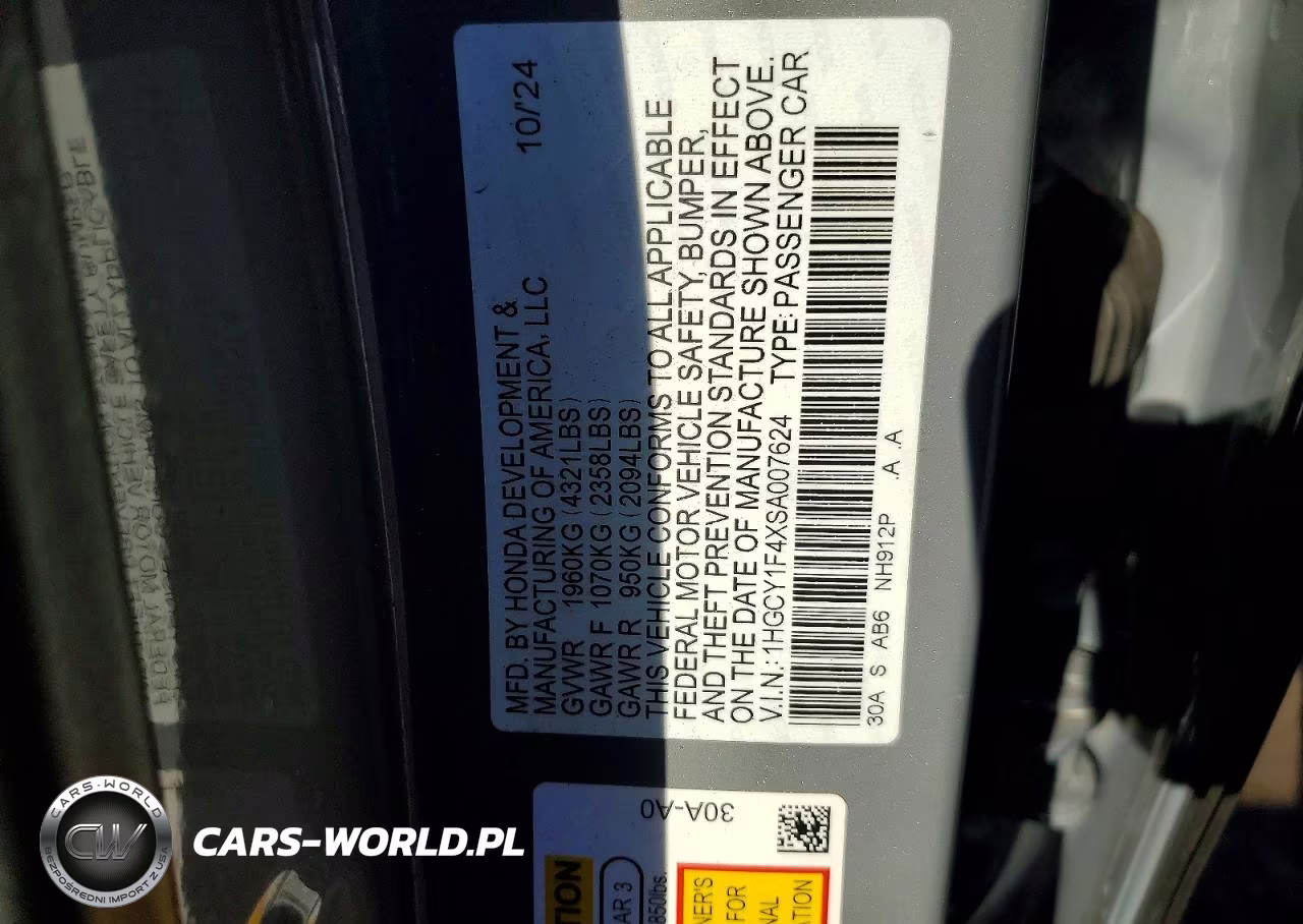 2025 Honda Accord VIN:1HGCY1F4XSA007624 - 12