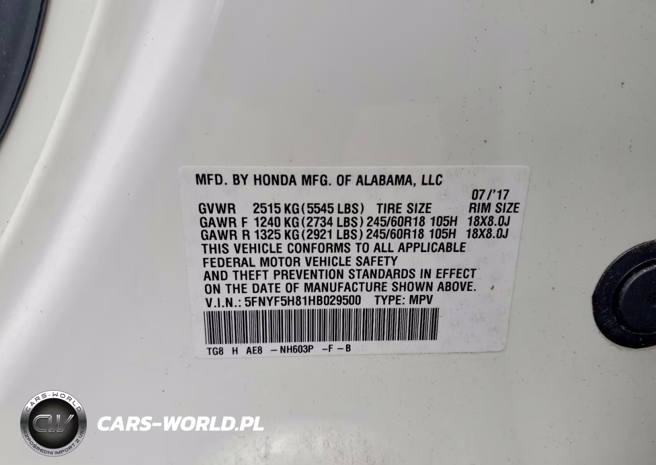 2017 Honda Pilot Exl VIN:5FNYF5H81HB029500 - 13