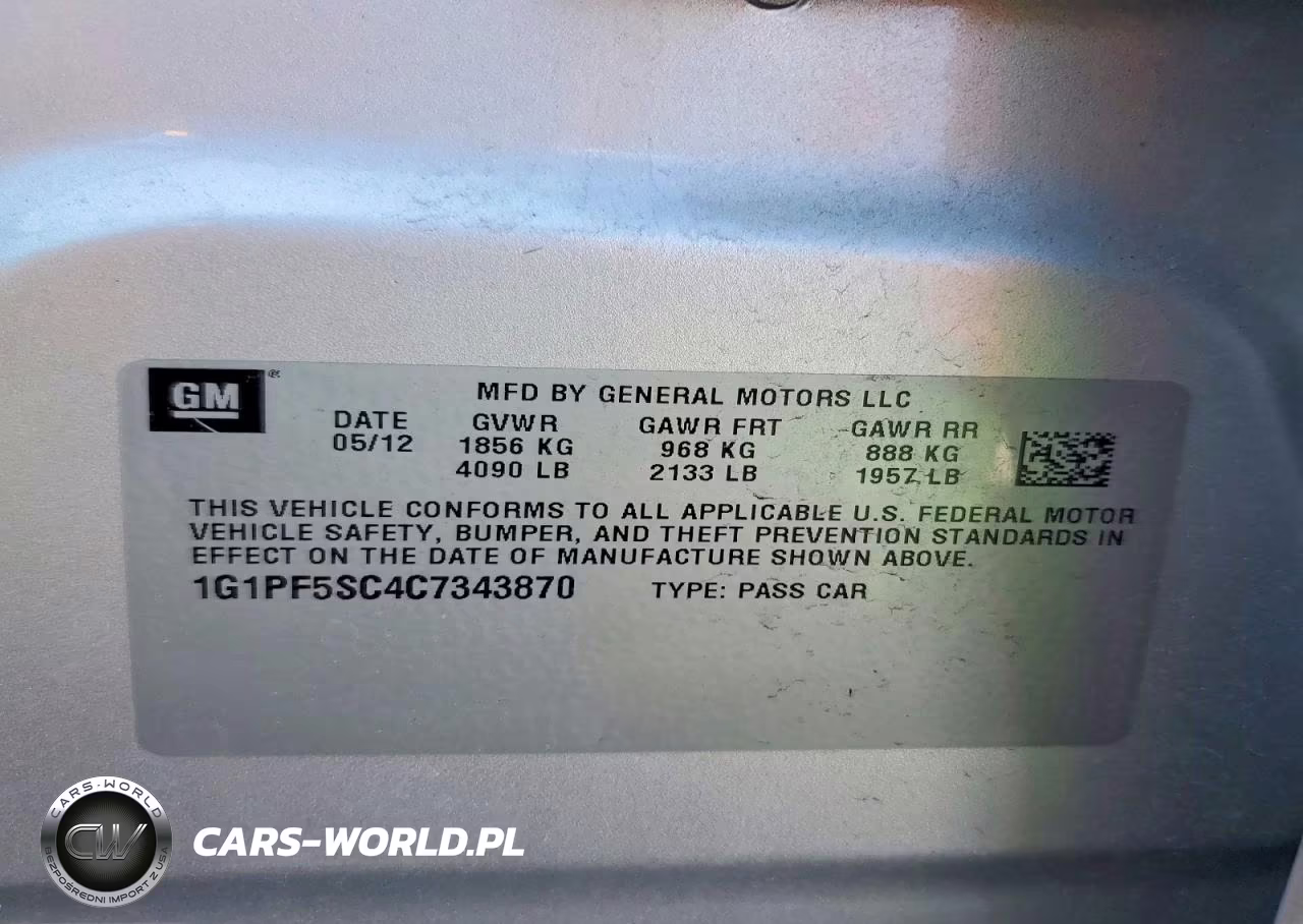 2012 Chevrolet Cruze Lt VIN:1G1PF5SC4C7343870 - 12