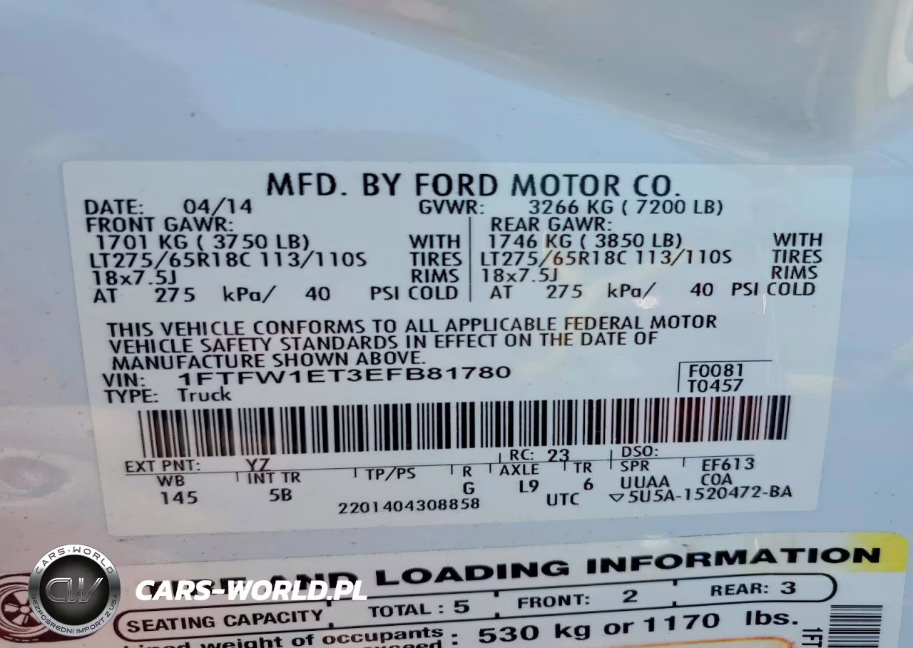 2014 Ford F150 Supercrew VIN:1FTFW1ET3EFB81780 - 12
