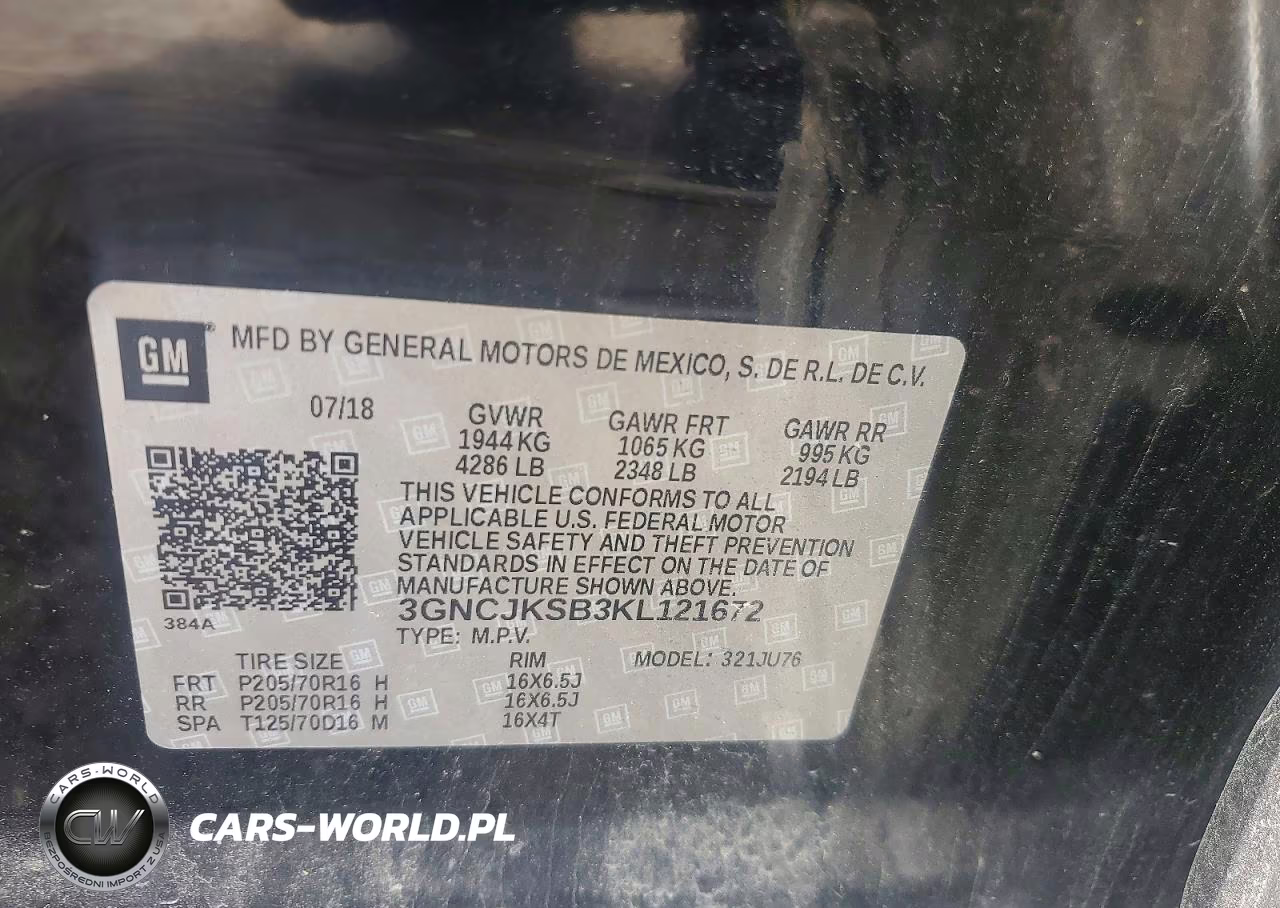 2019 Chevrolet Trax Ls VIN:3GNCJKSB3KL121672 - 12