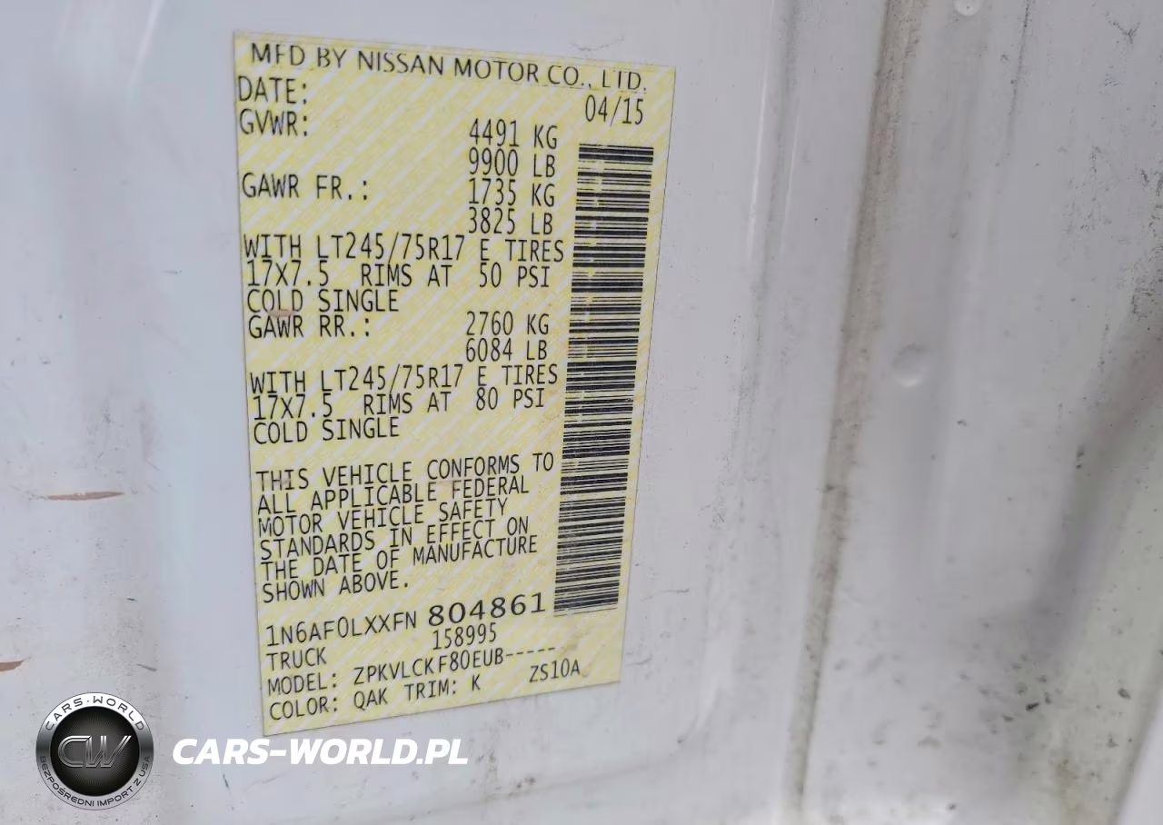 2015 Nissan Nv 3500 Hd S VIN:1N6AF0LXXFN804861 - 13