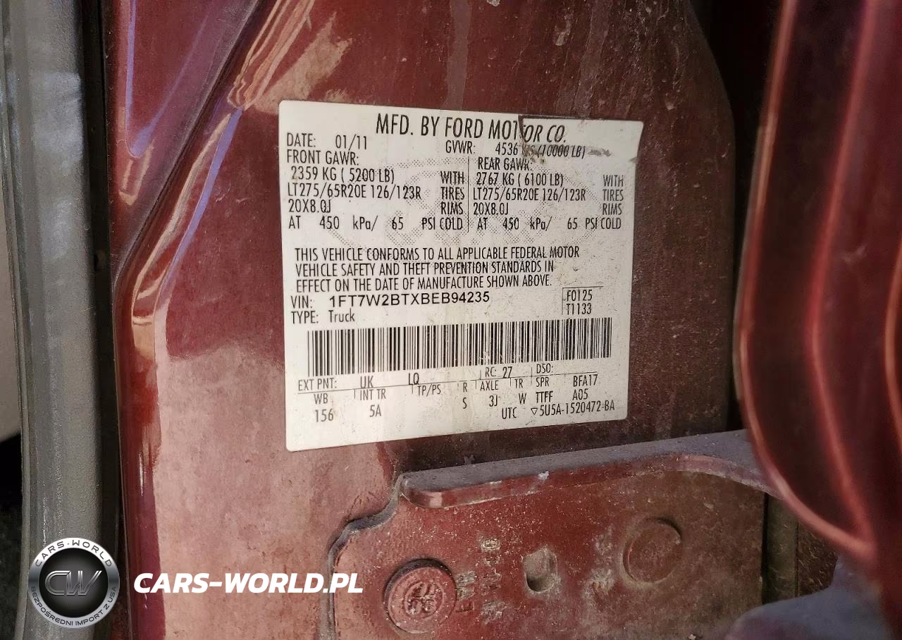 2011 Ford F250 Super Duty VIN:1FT7W2BTXBEB94235 - 12
