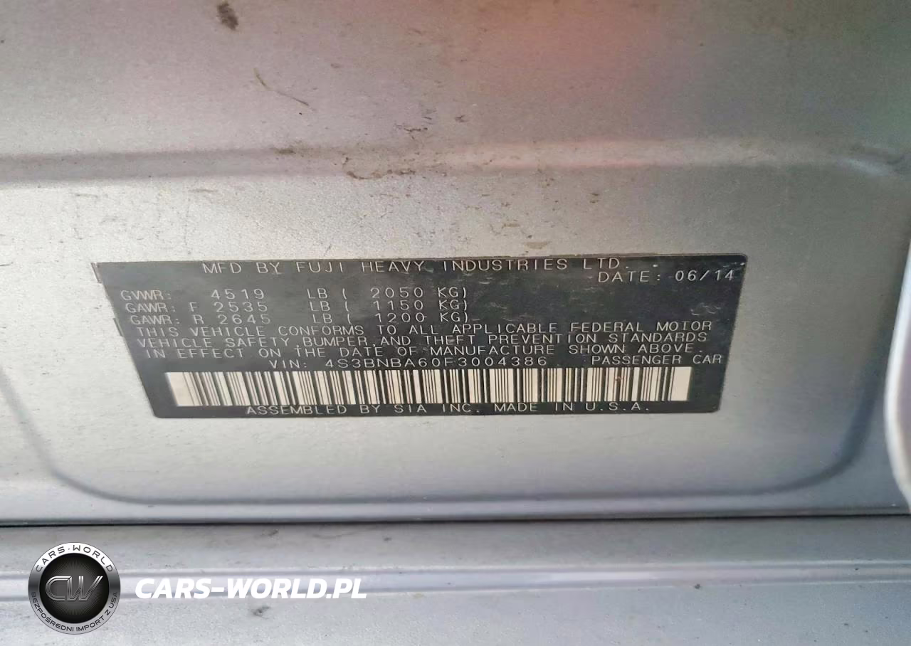 2015 Subaru Legacy 2.5I VIN:4S3BNBA60F3004386 - 12