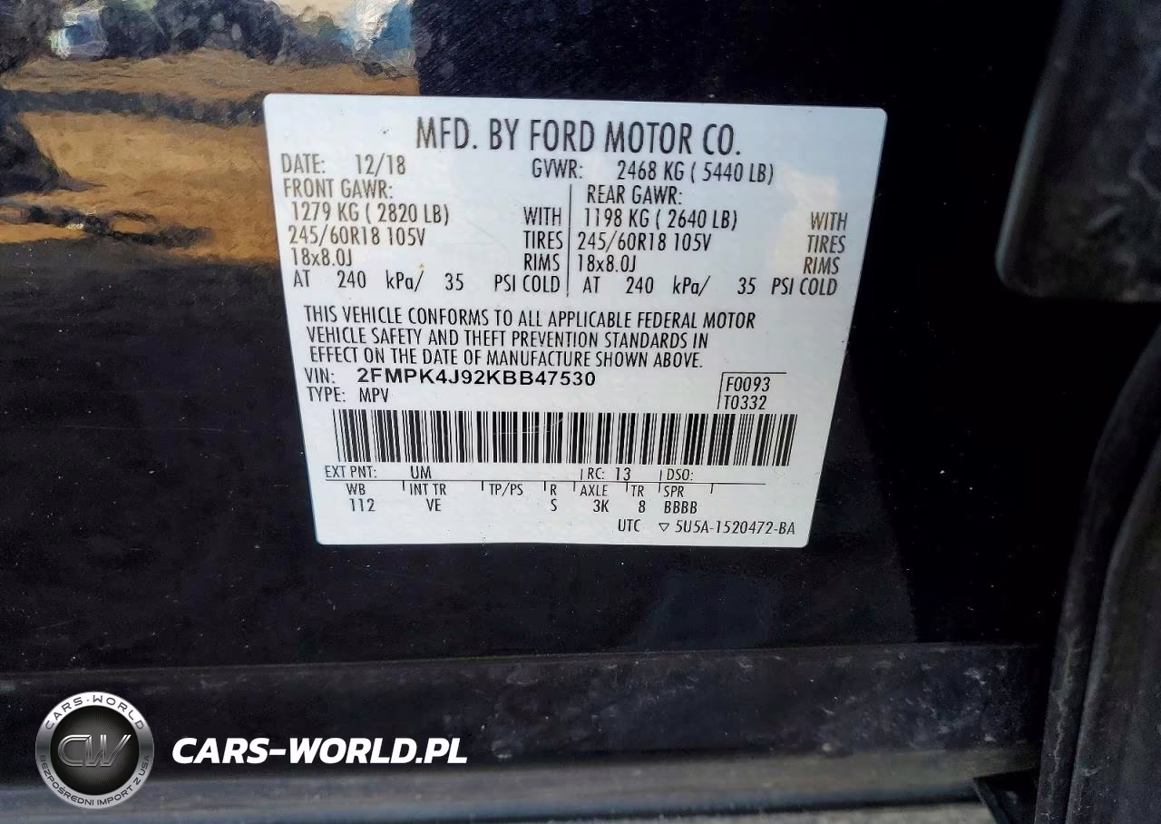 2019 Ford Edge Sel VIN:2FMPK4J92KBB47530 - 13