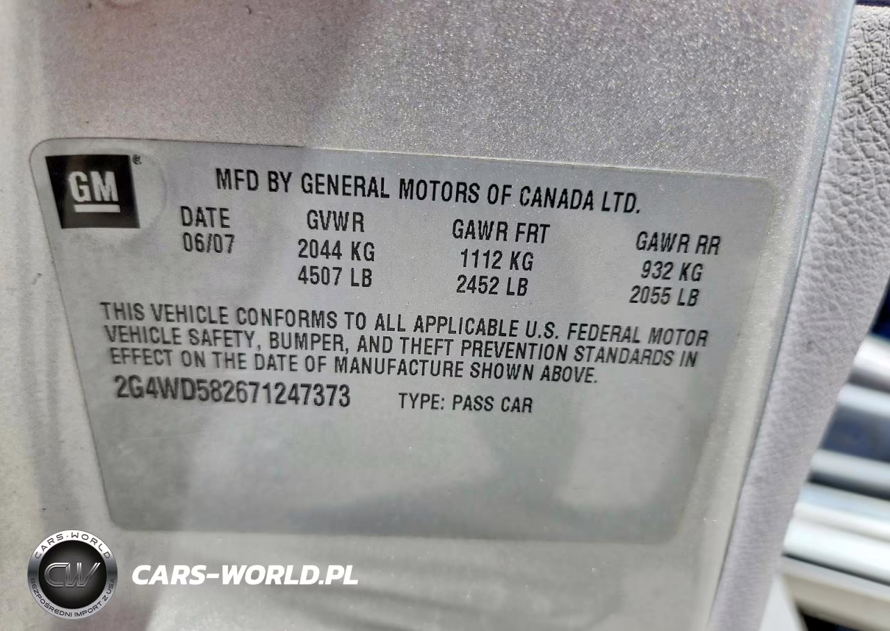 2007 Buick Lacrosse Cxl VIN:2G4WD582671247373 - 12