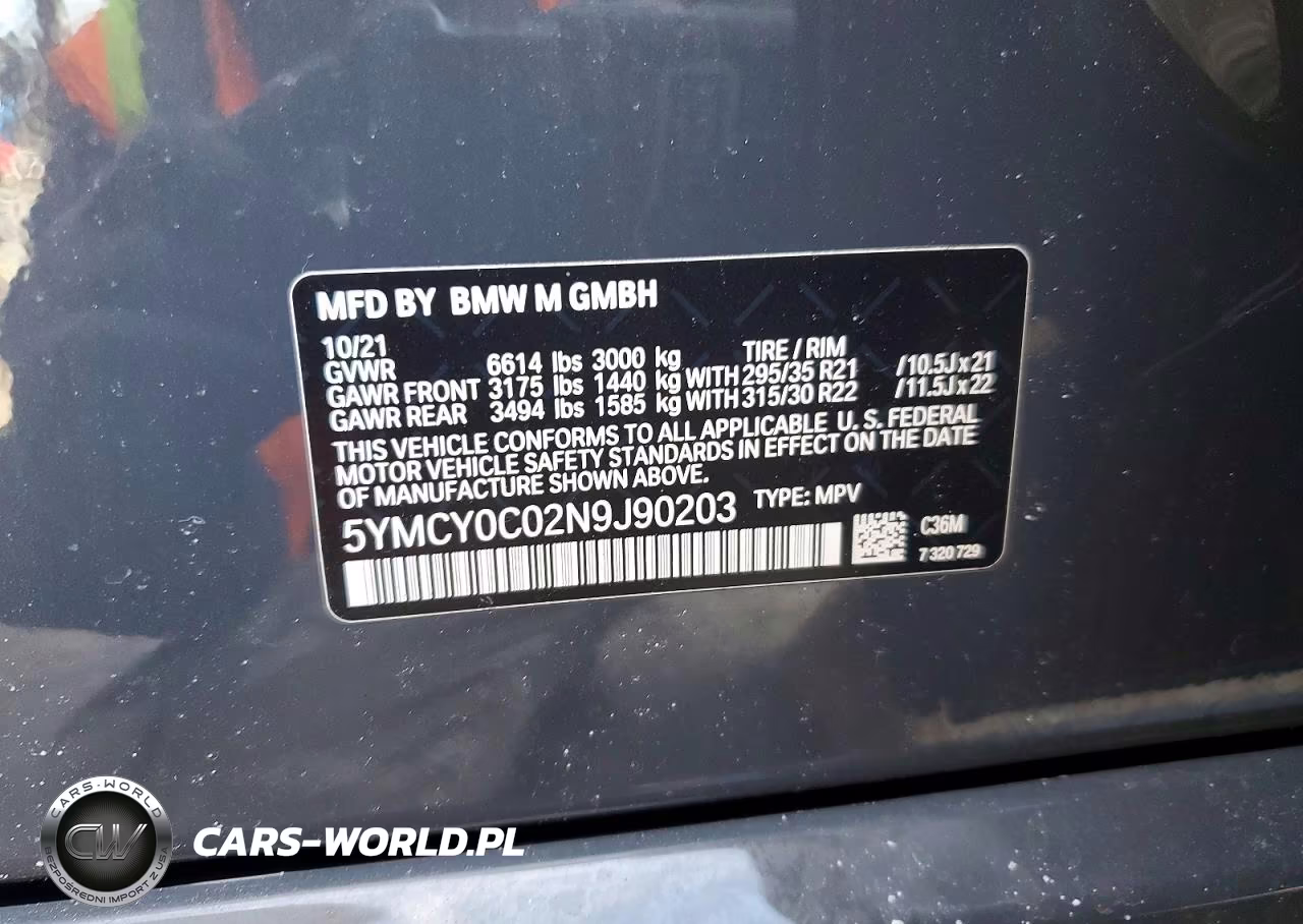 2022 BMW X6 M VIN:5YMCY0C02N9J90203 - 13