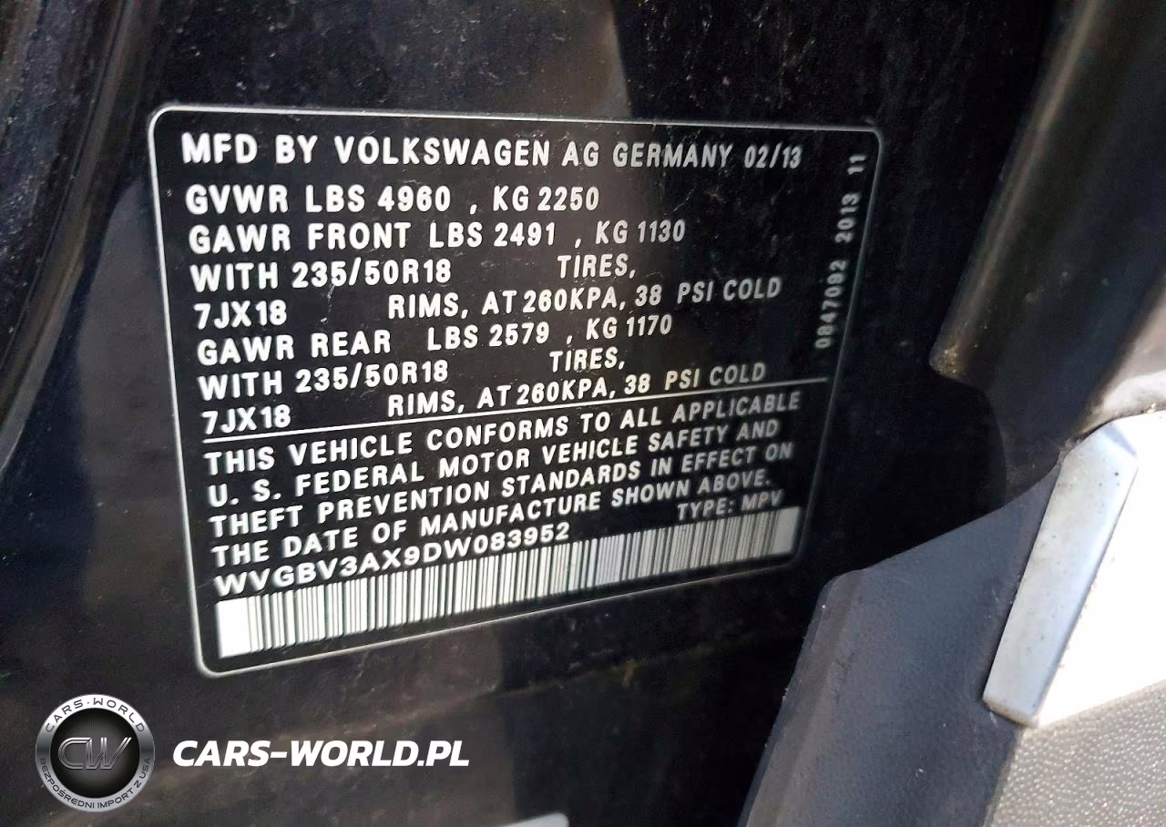 2013 Volkswagen Tiguan S VIN:WVGBV3AX9DW083952 - 13