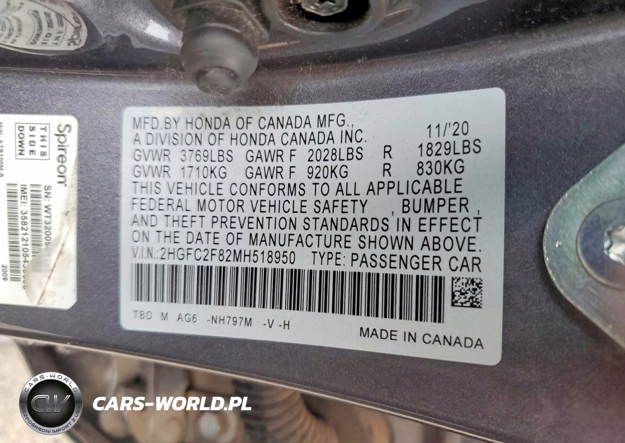 2021 Honda Civic Sport VIN:2HGFC2F82MH518950 - 12