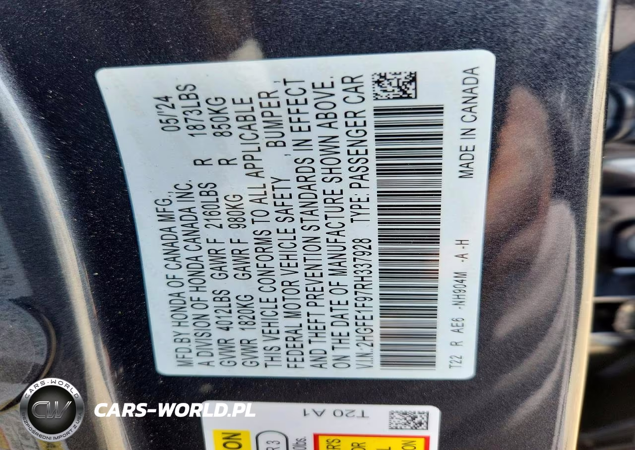 2024 Honda Civic Touring VIN:2HGFE1F97RH337928 - 12