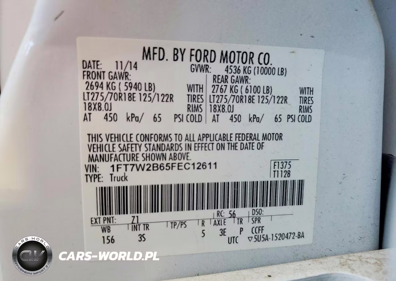 2015 Ford F250 Super Duty VIN:1FT7W2B65FEC12611 - 13