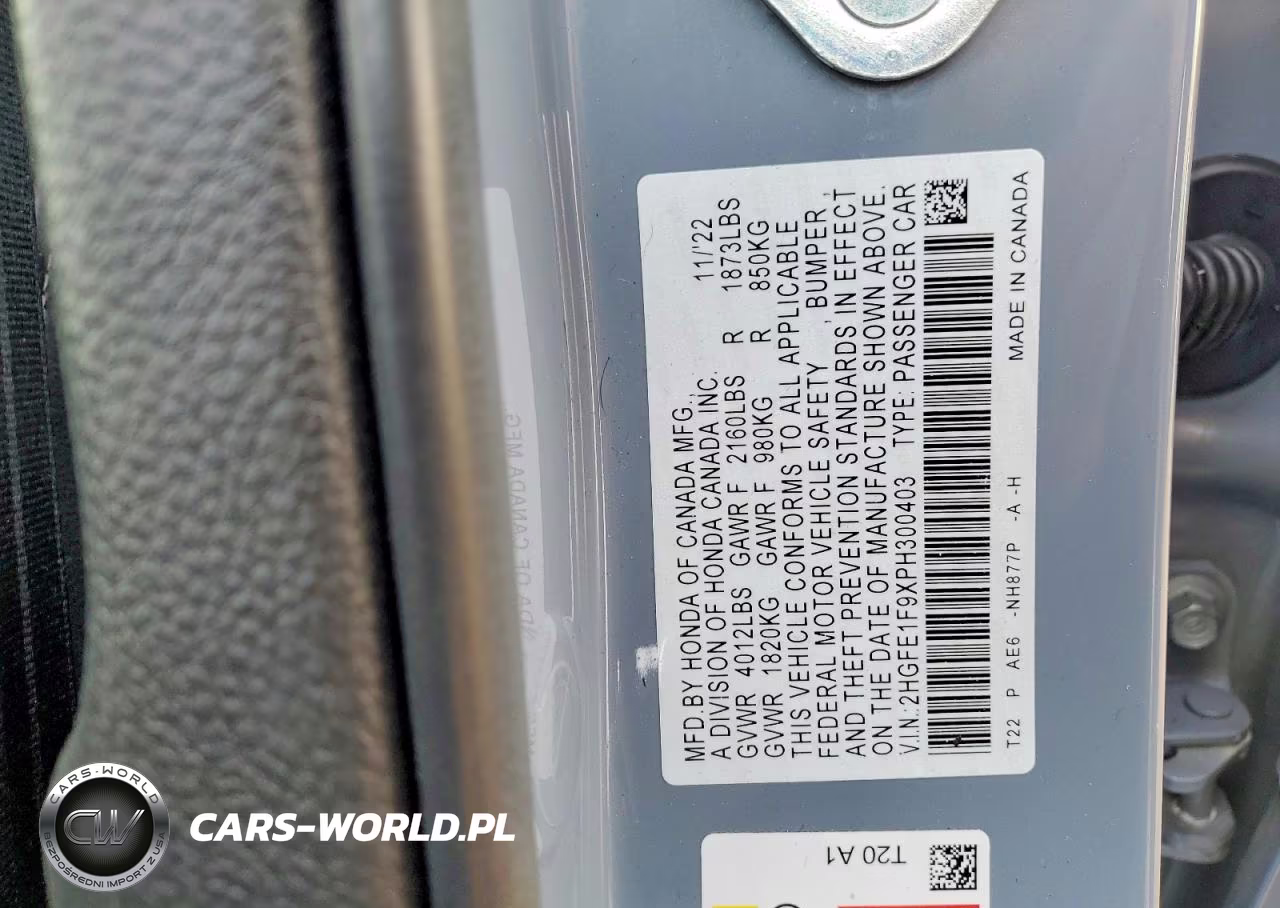 2023 Honda Civic Touring VIN:2HGFE1F9XPH300403 - 12