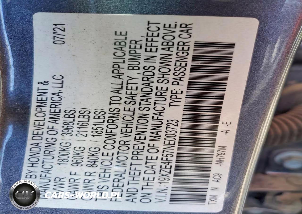 2022 Honda Insight Ex VIN:19XZE4F57NE003723 - 13