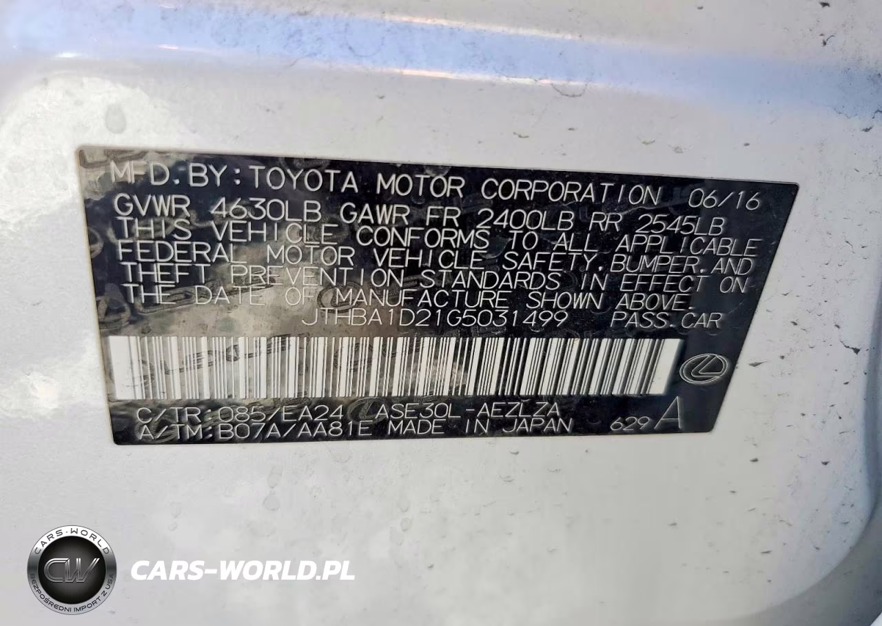 2016 Lexus Is 200T Base VIN:JTHBA1D21G5031499 - 12