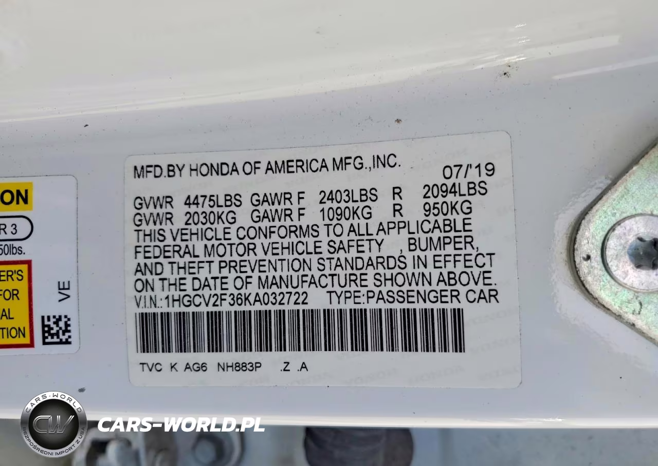 2019 Honda Accord Sport VIN:1HGCV2F36KA032722 - 13