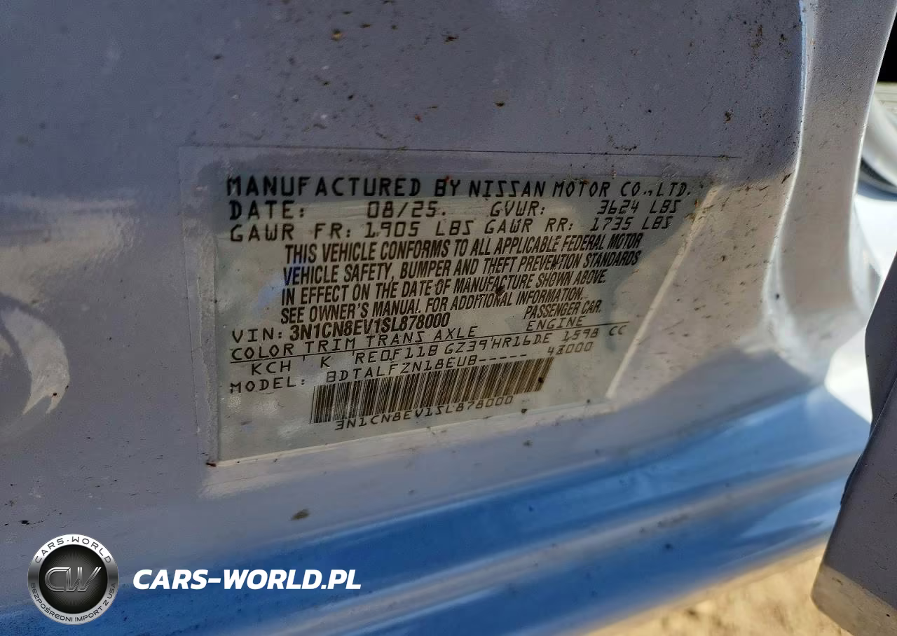2025 Nissan Versa Sv VIN:3N1CN8EV1SL878000 - 12