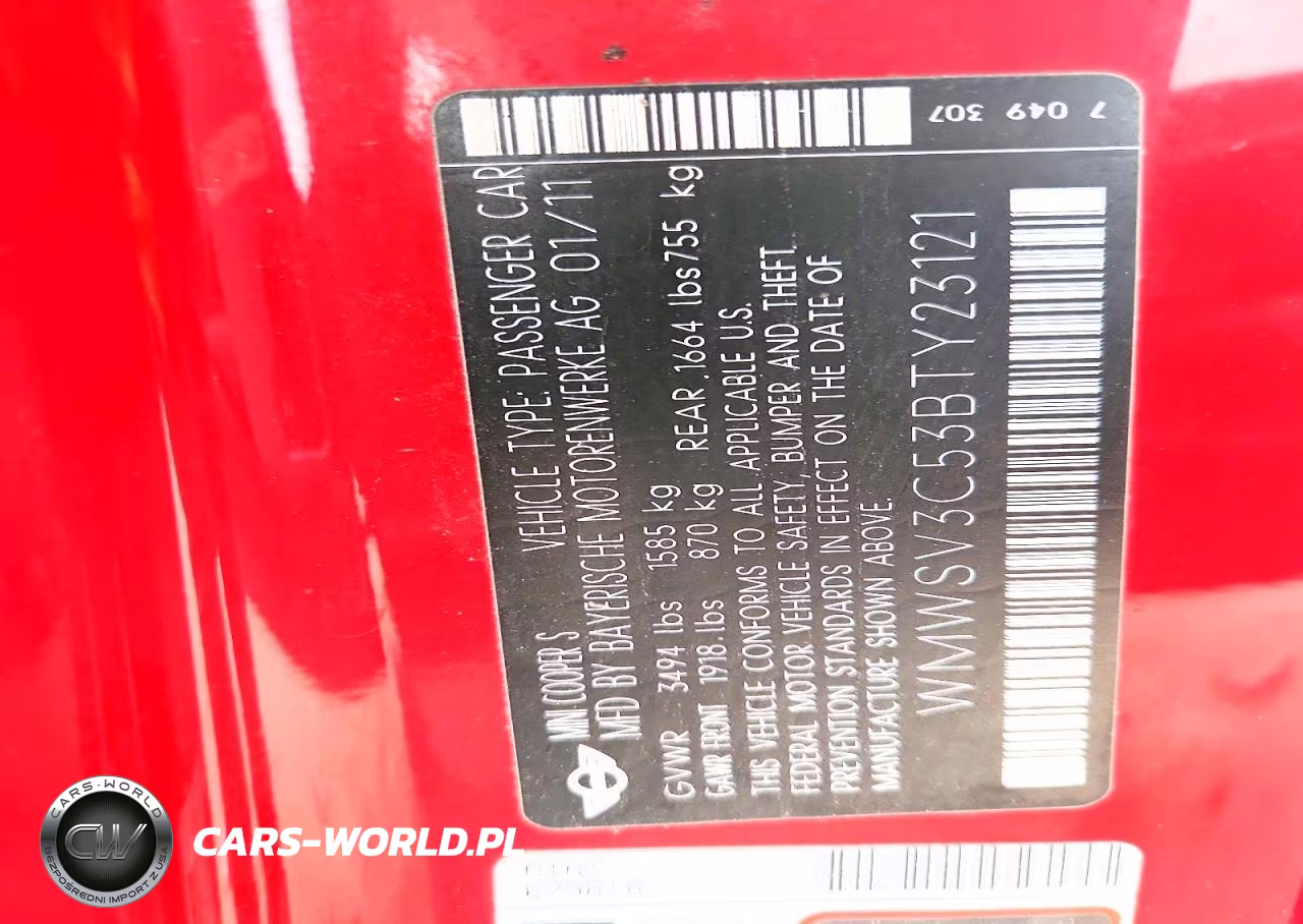 2011 Mini Cooper S VIN:WMWSV3C53BTY23121 - 12
