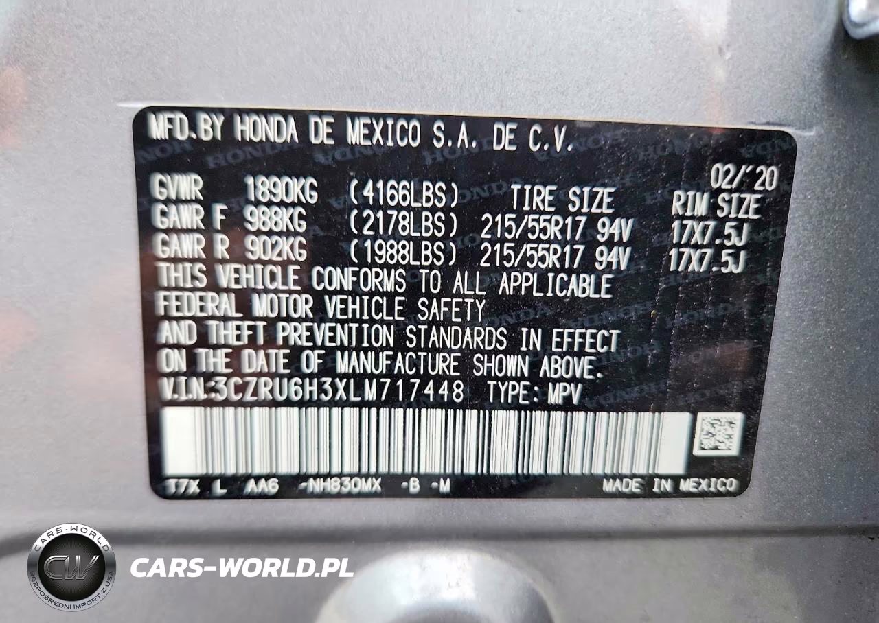 2020 Honda Hr-V Lx VIN:3CZRU6H3XLM717448 - 12