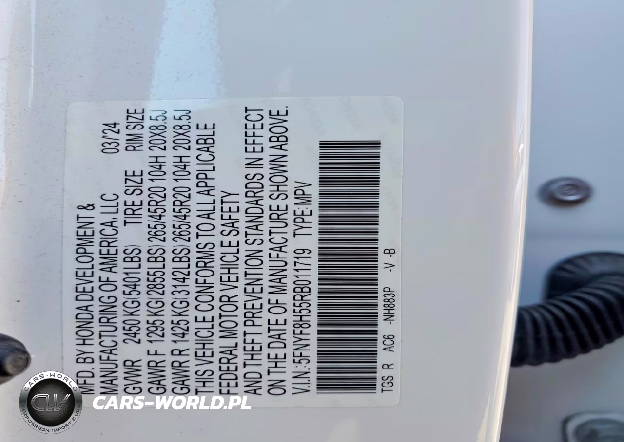 2024 Honda Passport Exl VIN:5FNYF8H55RB011719 - 13