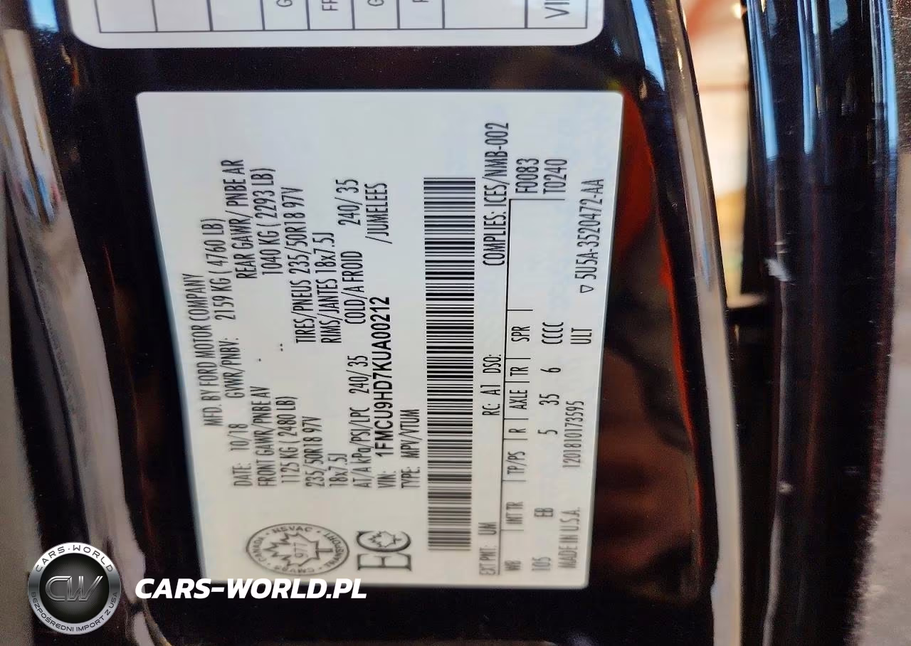 2019 Ford Escape Sel VIN:1FMCU9HD7KUA00212 - 13