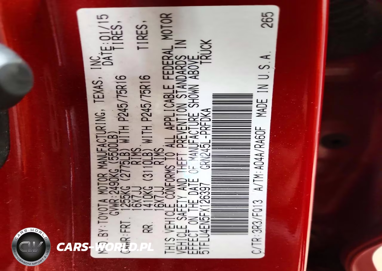 2015 Toyota Tacoma Sr5 VIN:5TFLU4EN5FX126397 - 13