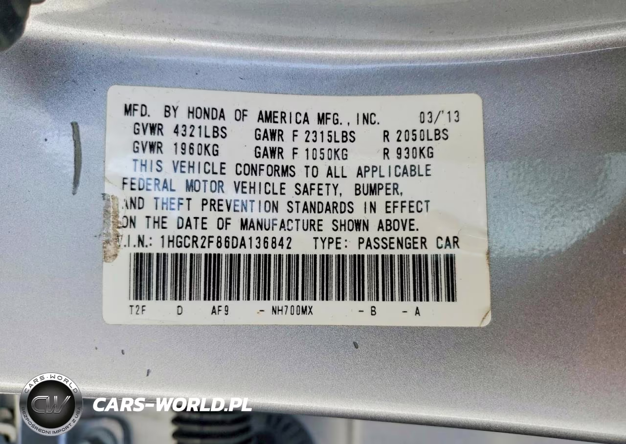2013 Honda Accord Exl VIN:1HGCR2F86DA136842 - 12
