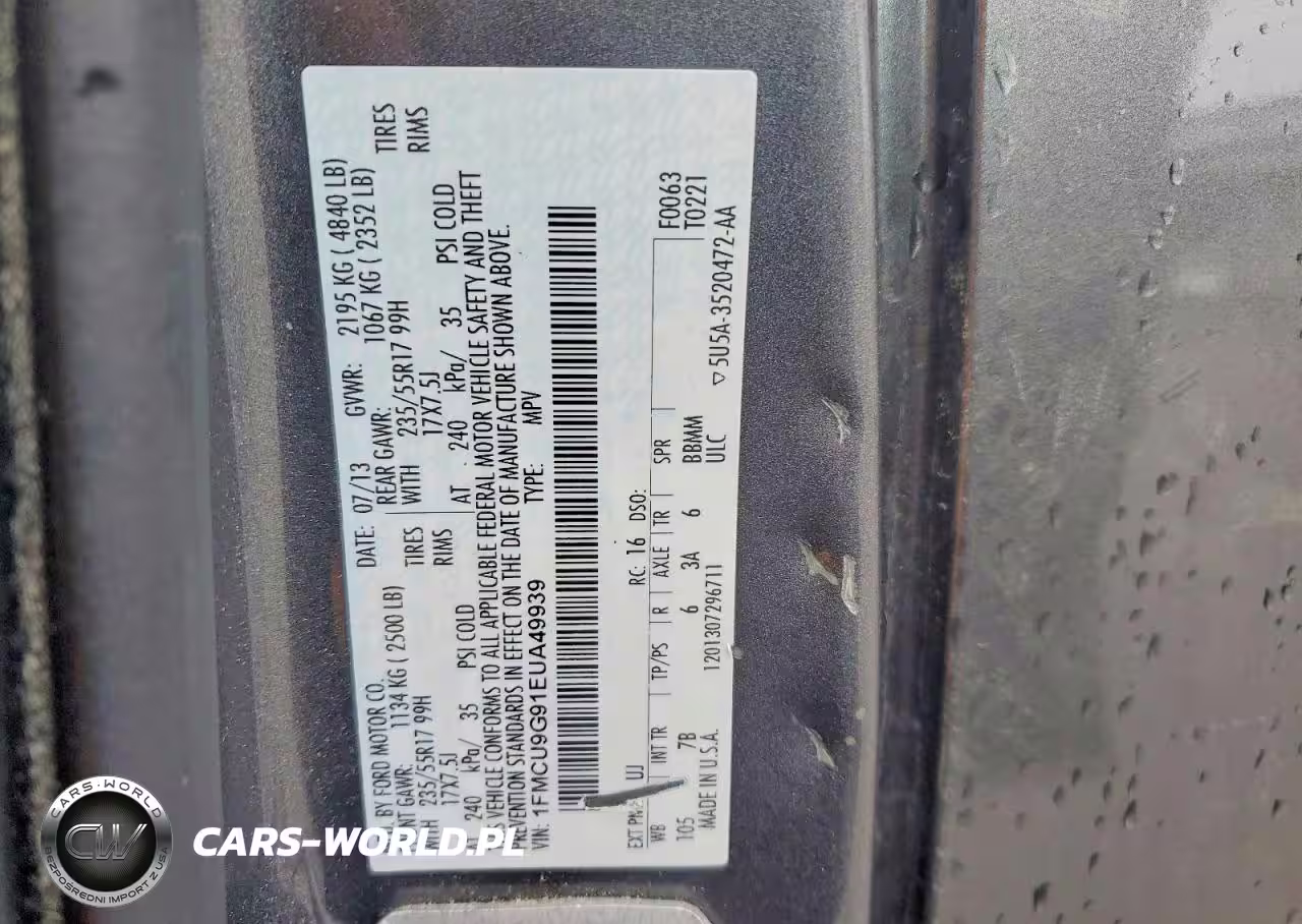 2014 Ford Escape Se VIN:1FMCU9G91EUA49939 - 13