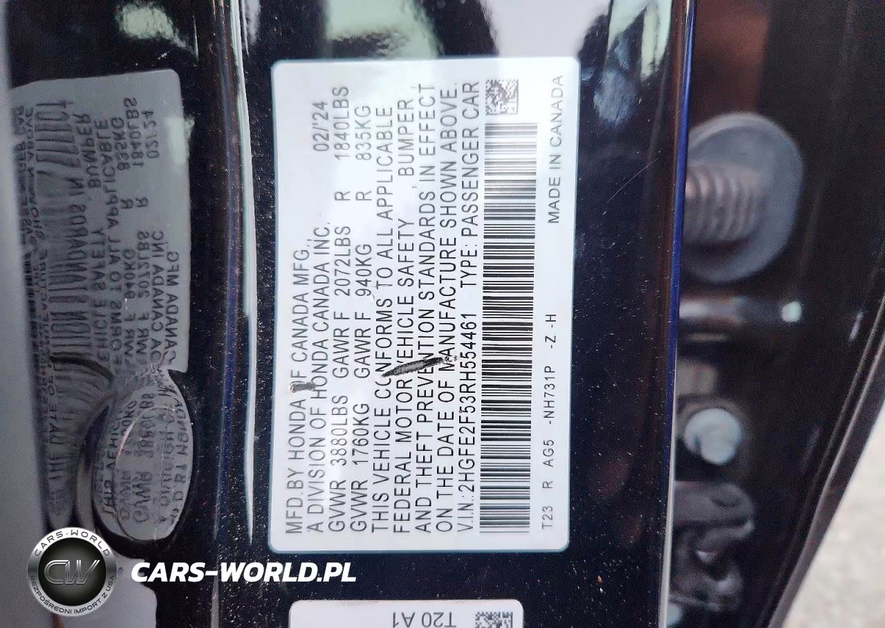 2024 Honda Civic Sport VIN:2HGFE2F53RH554461 - 12
