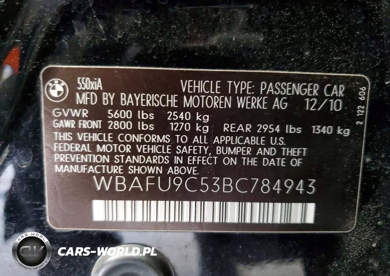 2011 BMW 550 Xi VIN:WBAFU9C53BC784943 - 12