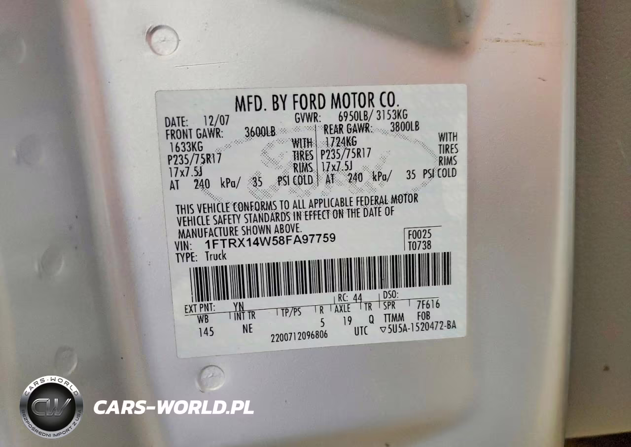 2008 Ford F150 VIN:1FTRX14W58FA97759 - 12