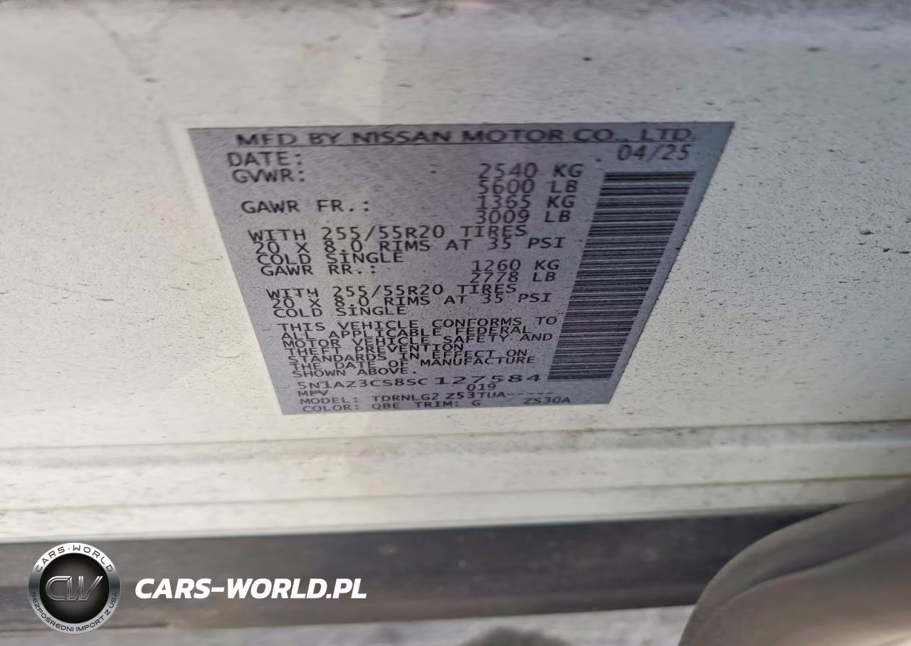 2025 Nissan Murano Sl VIN:5N1AZ3CS8SC127584 - 13