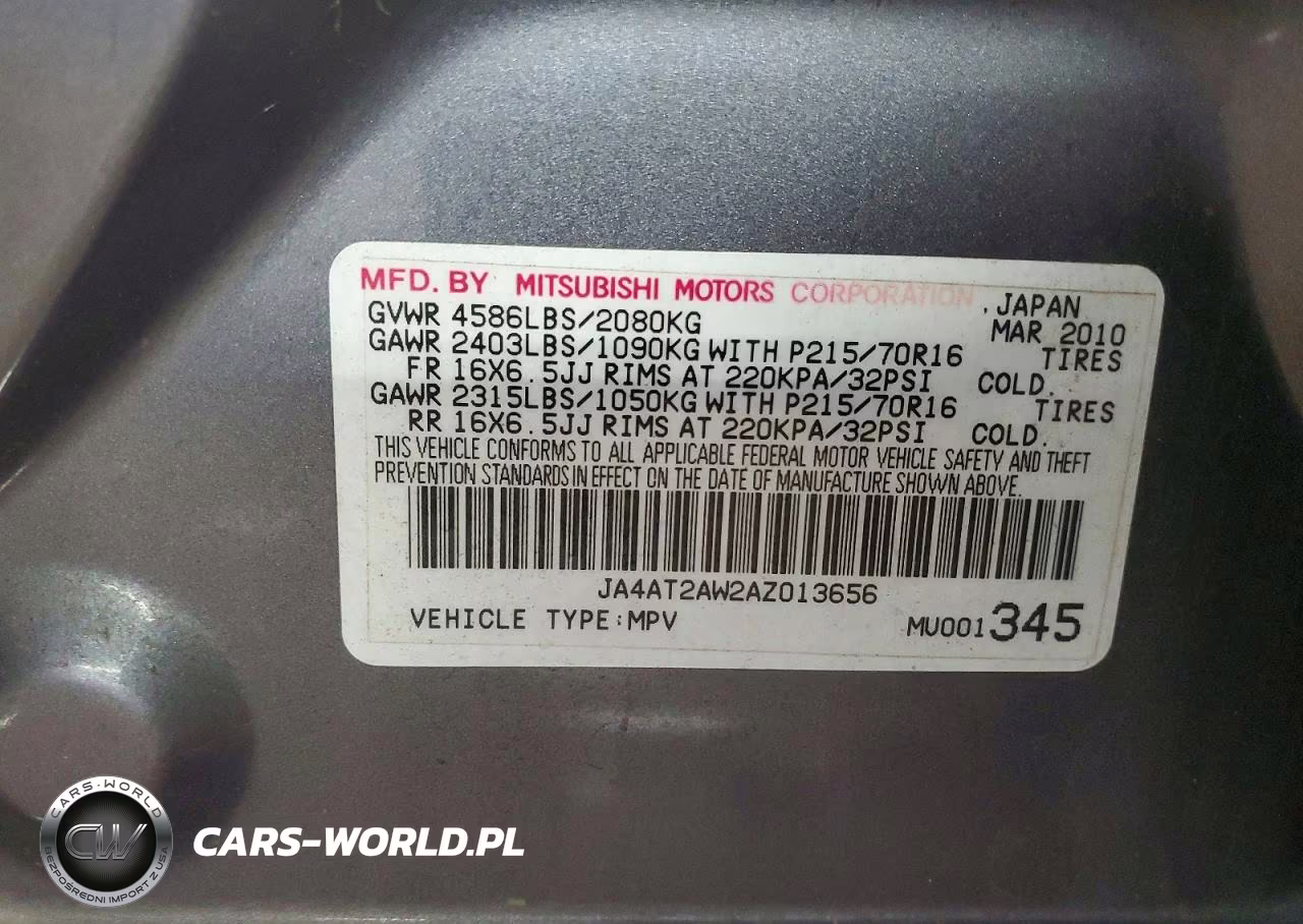 2010 Mitsubishi Outlander Es VIN:JA4AT2AW2AZ013656 - 13