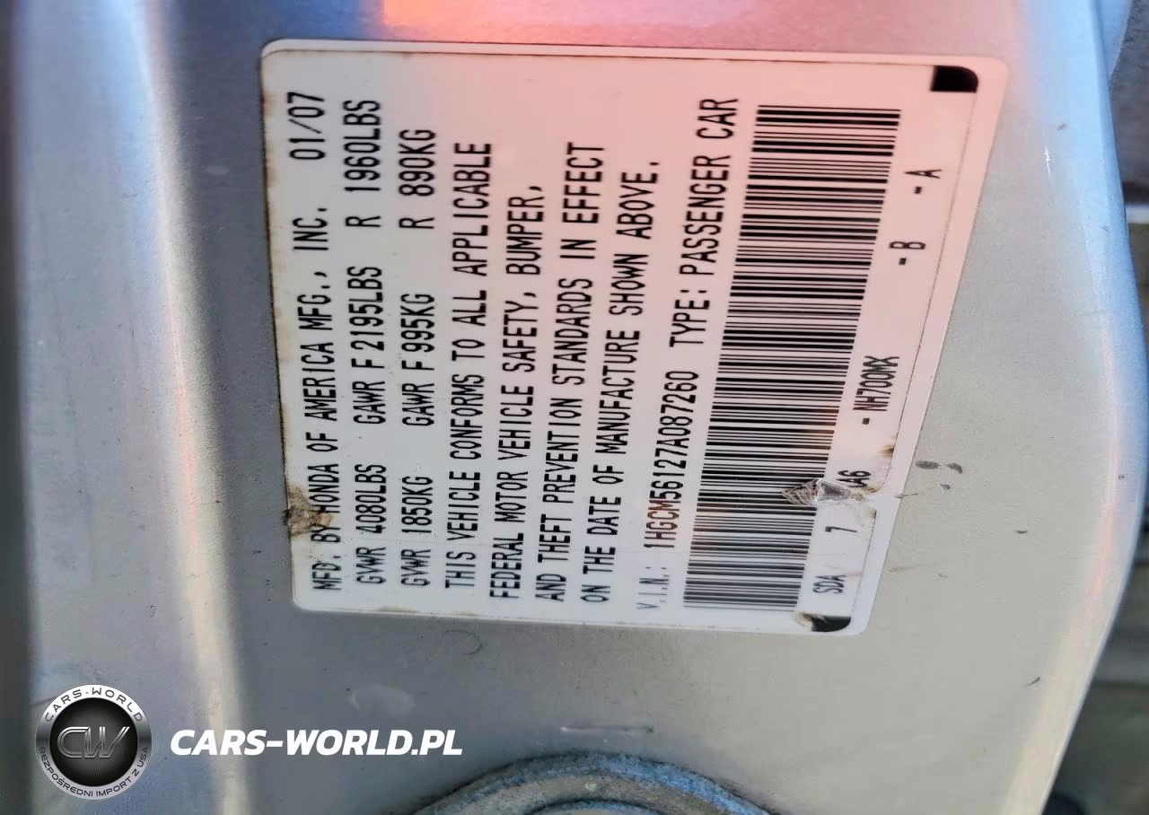 2007 Honda Accord Value VIN:1HGCM56127A087260 - 12