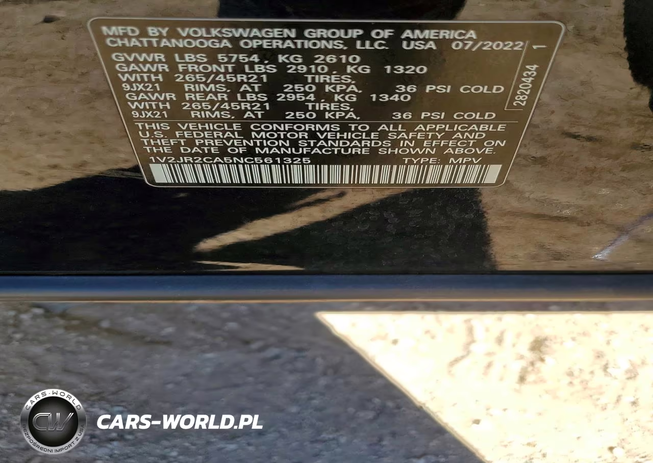 2022 Volkswagen Atlas Se VIN:1V2JR2CA5NC561325 - 13