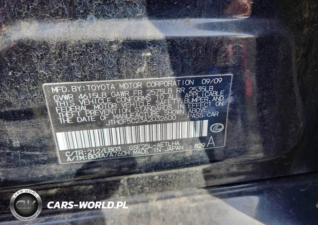 2010 Lexus Is 250 Base VIN:JTHCF5C23A2032600 - 12