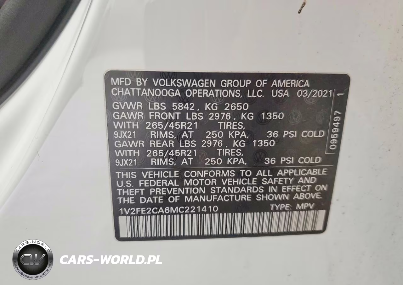 2021 Volkswagen Atlas Cross Sport Sel Premium R-Line VIN:1V2FE2CA6MC221410 - 12