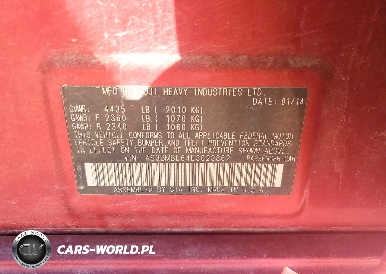 2014 Subaru Legacy 2.5I Limited VIN:4S3BMBL64E3023862 - 12