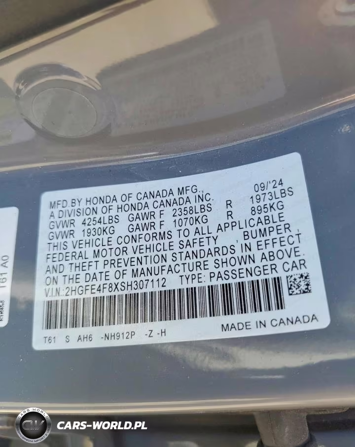 2025 Honda Civic Sport VIN:2HGFE4F8XSH307112 - 12