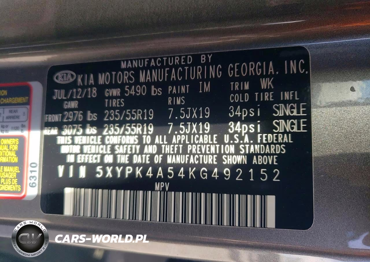 2019 Kia Sorento Sx V6 VIN:5XYPK4A54KG492152 - 13