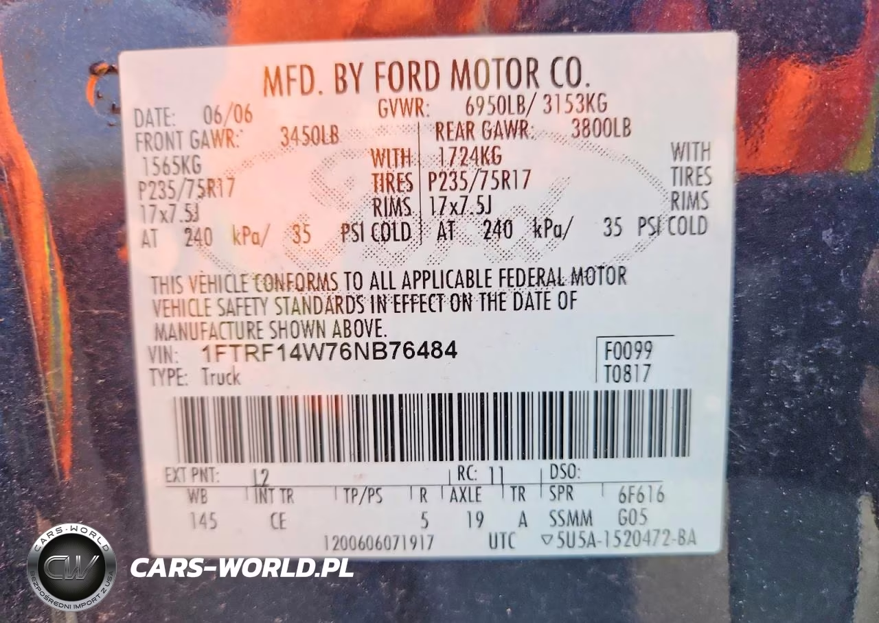 2006 Ford F-150 VIN:1FTRF14W76NB76484 - 12