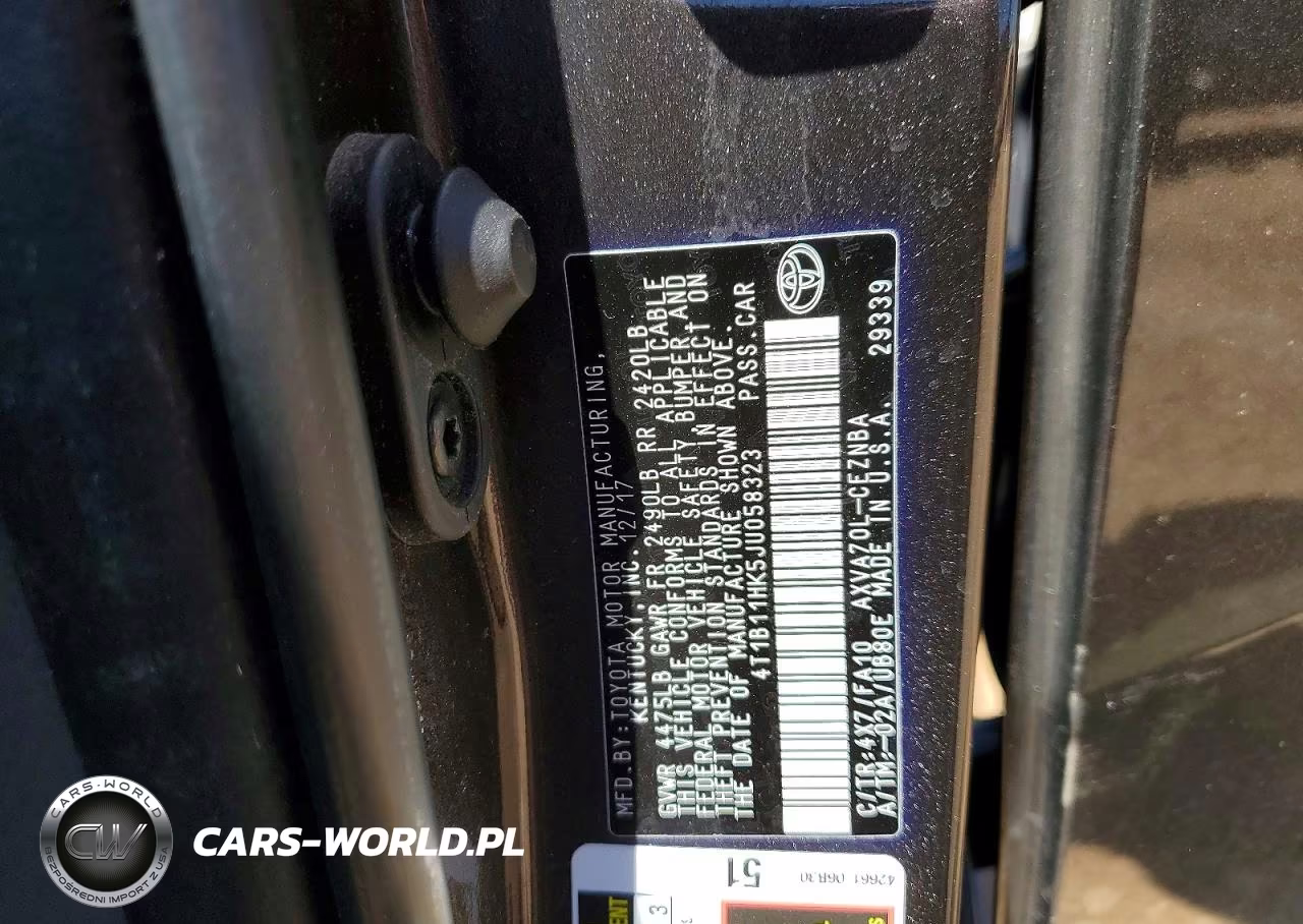 2018 Toyota Camry Le VIN:4T1B11HK5JU058323 - 13